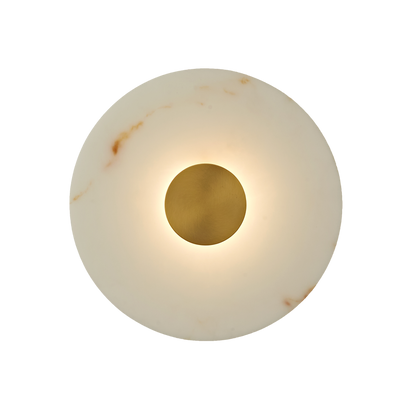 Gabriel 200 Antique Brass Round Marble-Look Polyresin Wall Light