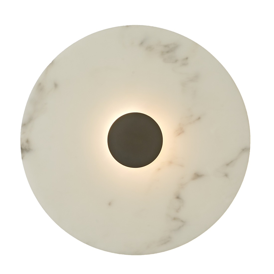 Gabriel 250 Black Round Marble-Look Polyresin Wall Light