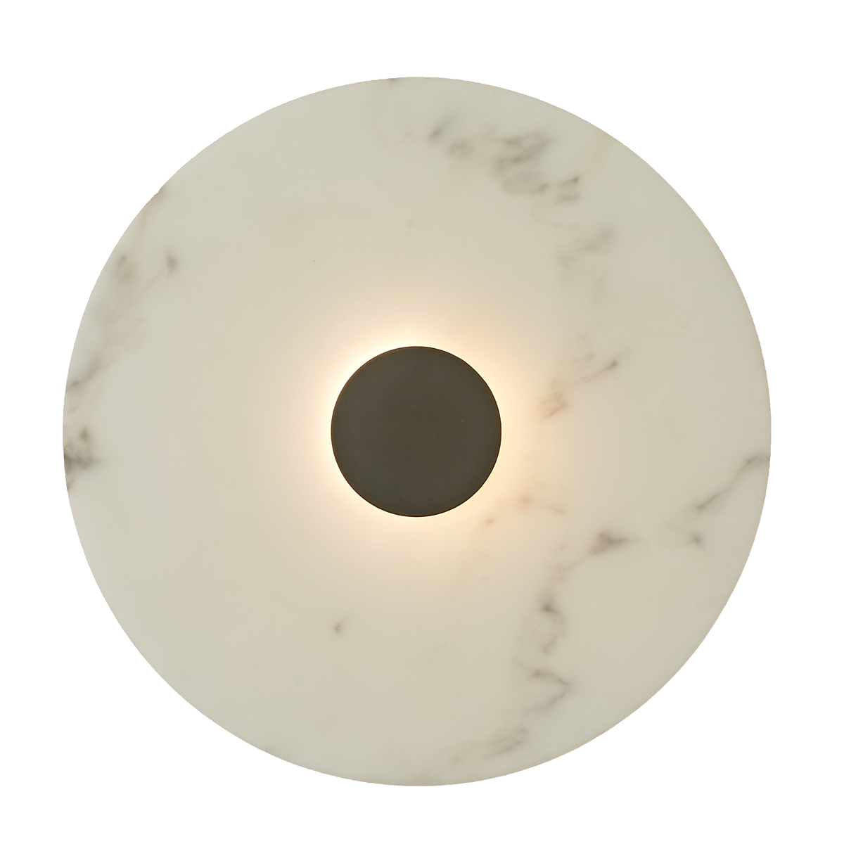 Gabriel 250 Black Round Marble-Look Polyresin Wall Light