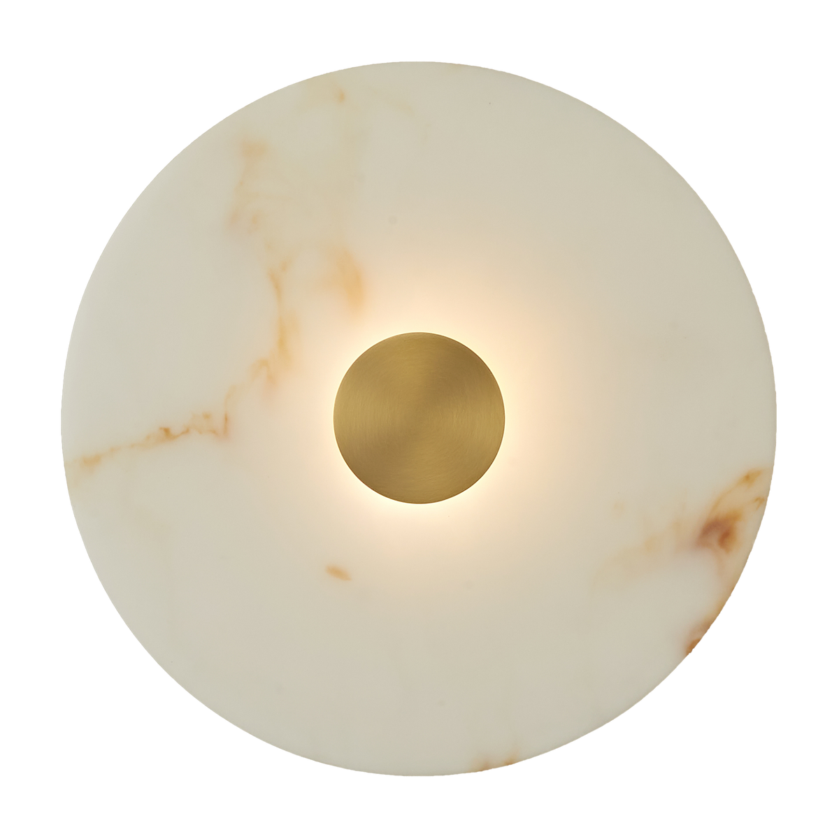 Gabriel 250 Antique Brass Round Marble-Look Polyresin Wall Light