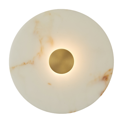 Gabriel 250 Antique Brass Round Marble-Look Polyresin Wall Light