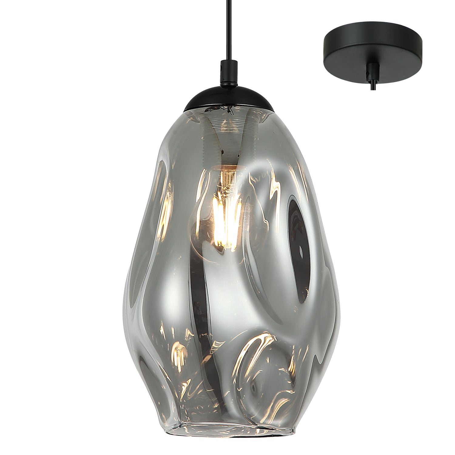 Javea Black and Smoke Dimple 1 Light Modern Pendant