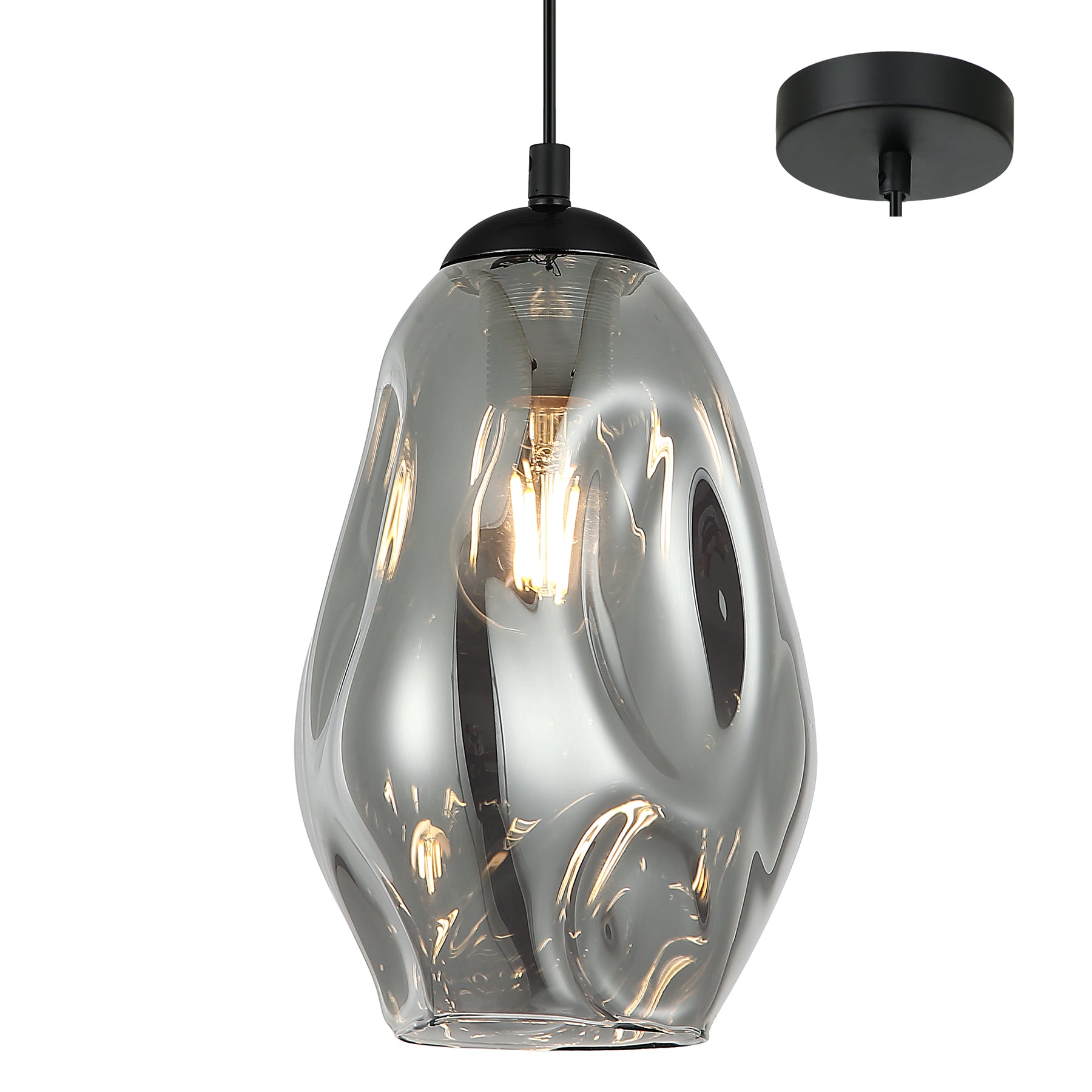 Javea Black and Smoke Dimple 1 Light Modern Pendant