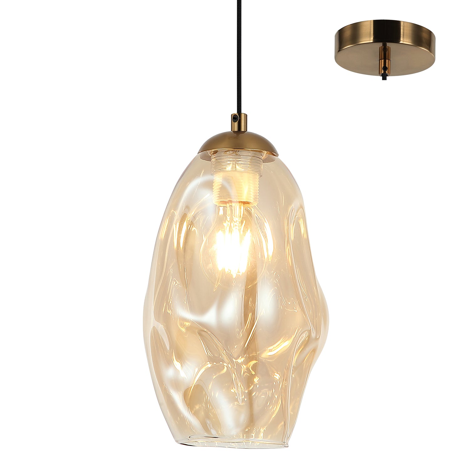 Javea Bronze and Amber Dimple 1 Light Modern Pendant