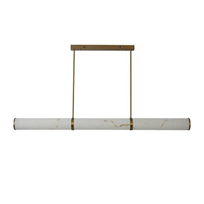 Jessica Antique Brass and Marble-Look 1500mm LED Tri-Colour Linear Contemporary Pendant