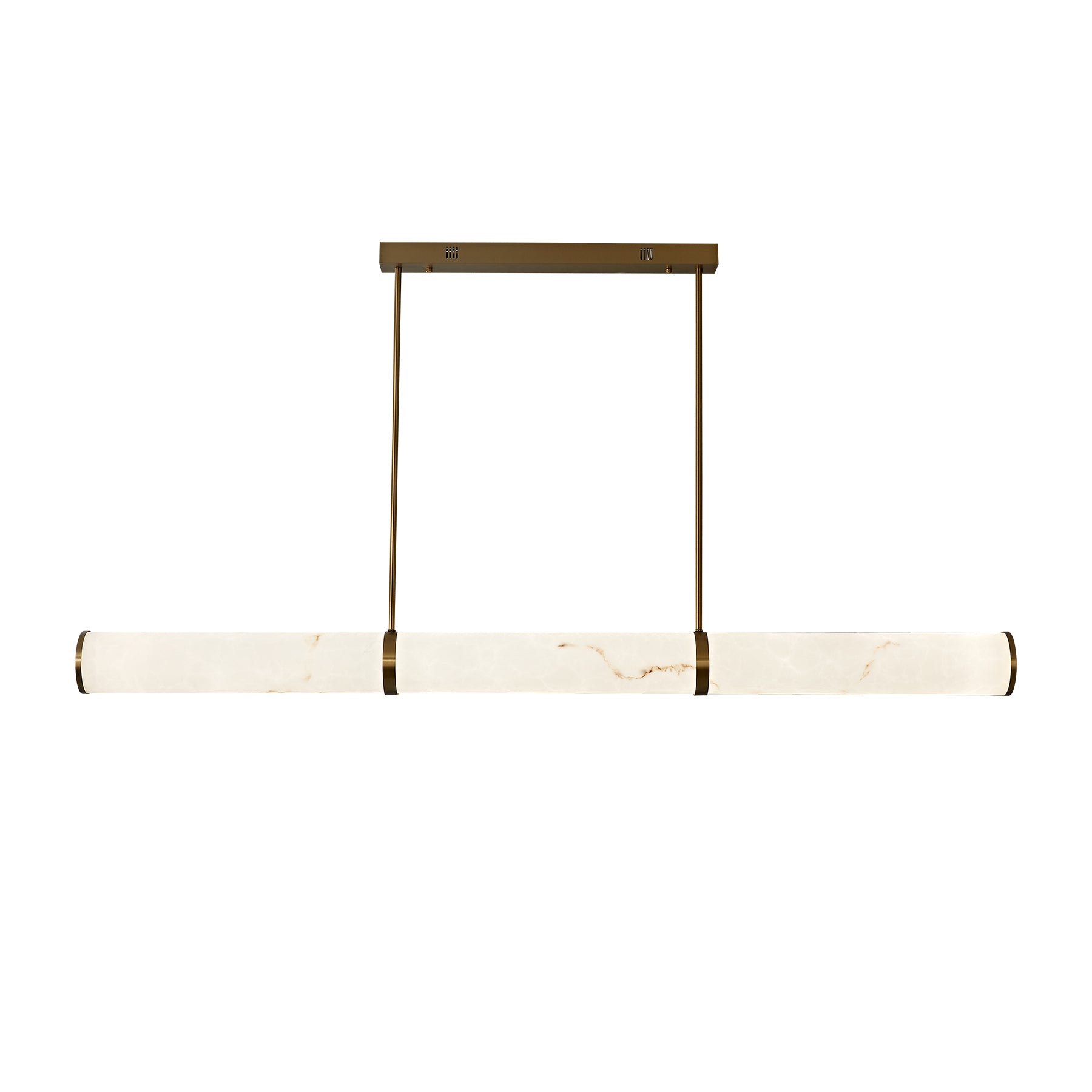 Jessica Antique Brass and Marble-Look 1500mm LED Tri-Colour Linear Contemporary Pendant