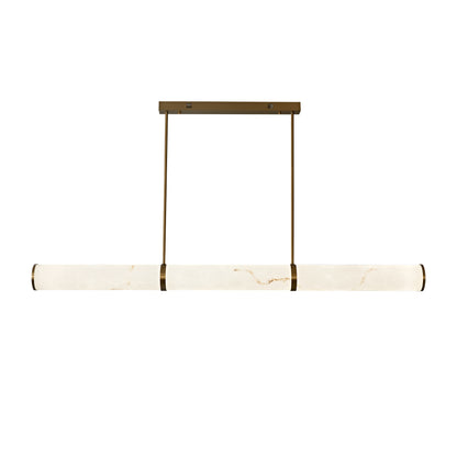 Jessica Antique Brass and Marble-Look 1500mm LED Tri-Colour Linear Contemporary Pendant