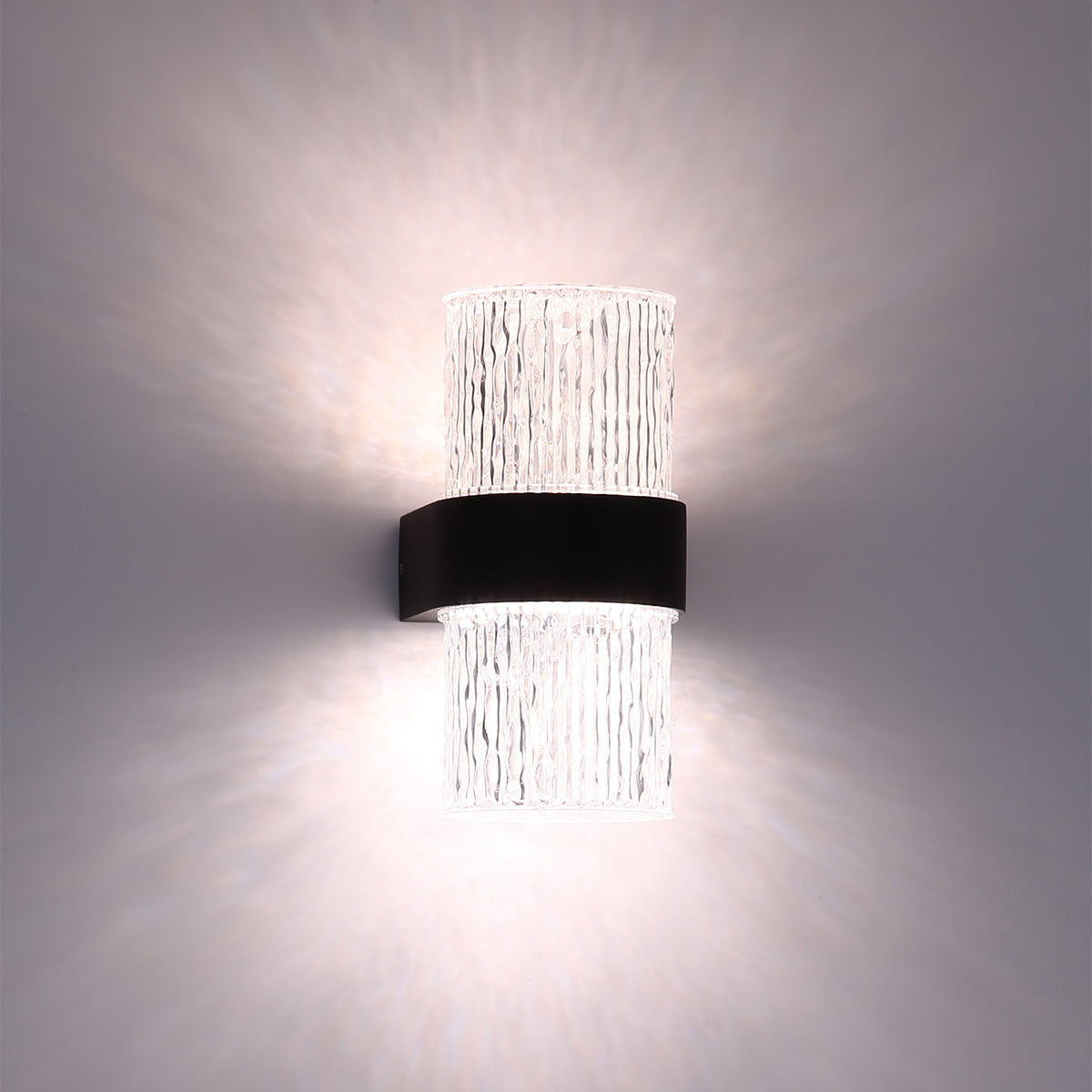 Lagos Black with Textured Acrylic 2 Light Tri-Colour LED Contemporary Exterior