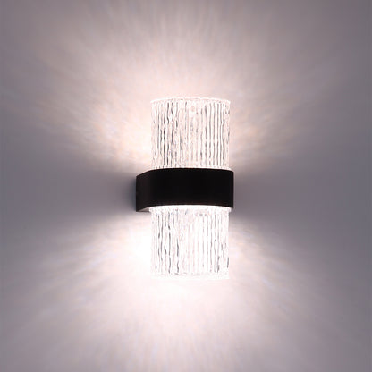 Lagos Black with Textured Acrylic 2 Light Tri-Colour LED Contemporary Exterior