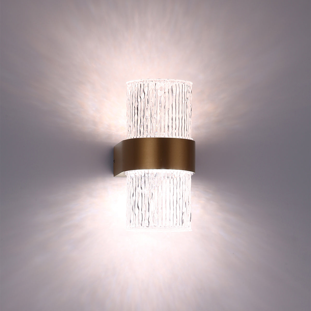 Lagos Gold with Textured Acrylic 2 Light Tri-Colour LED Contemporary Exterior