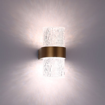 Lagos Gold with Textured Acrylic 2 Light Tri-Colour LED Contemporary Exterior