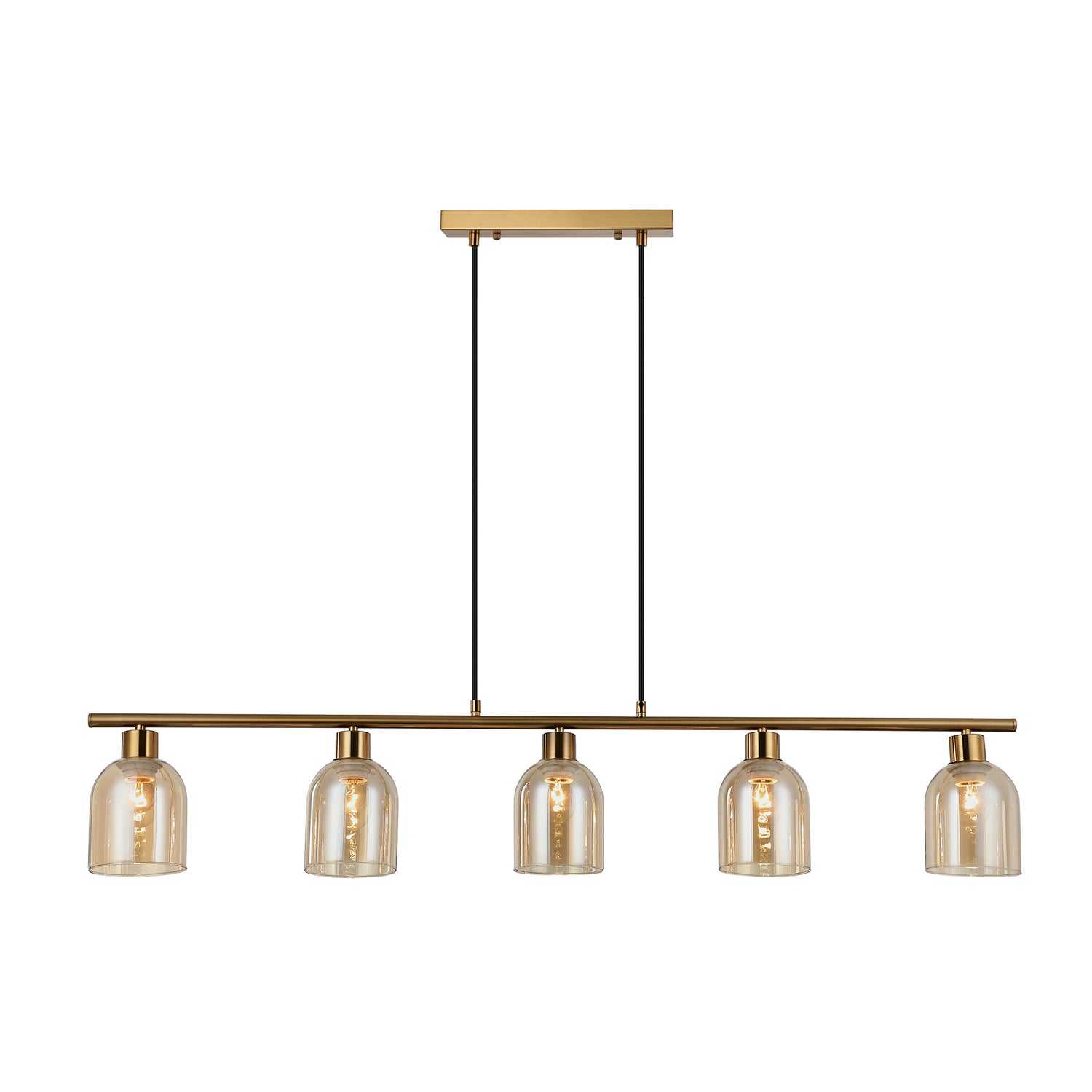 Lisbon 5 Bar Bronze and Amber Linear Modern Pendant