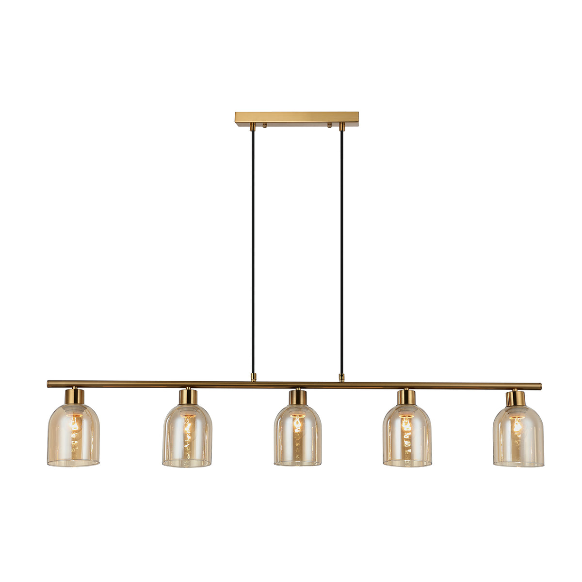 Lisbon 5 Bar Bronze and Amber Linear Modern Pendant