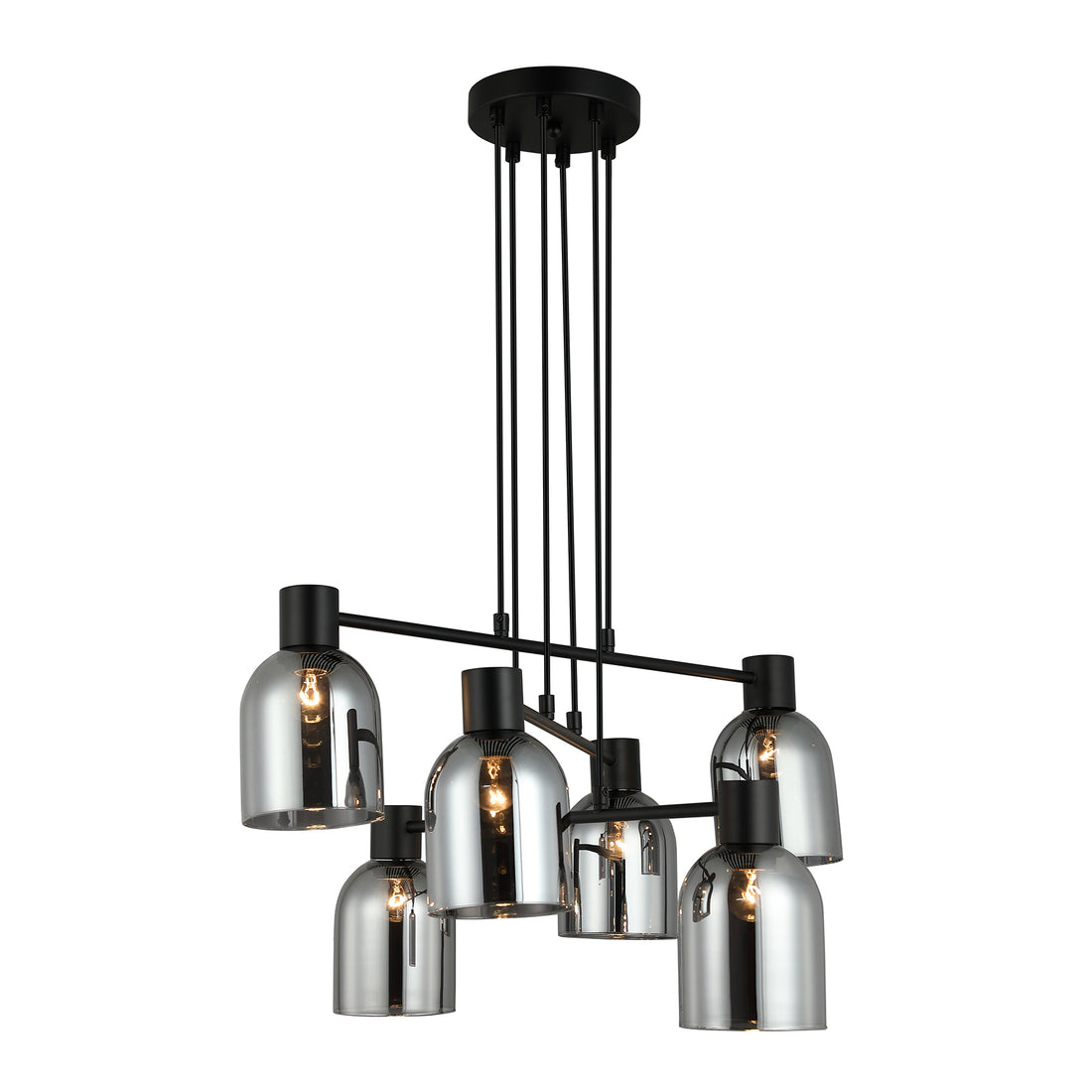 Lisbon 6 Light Black and Smoke Linear Modern Pendant
