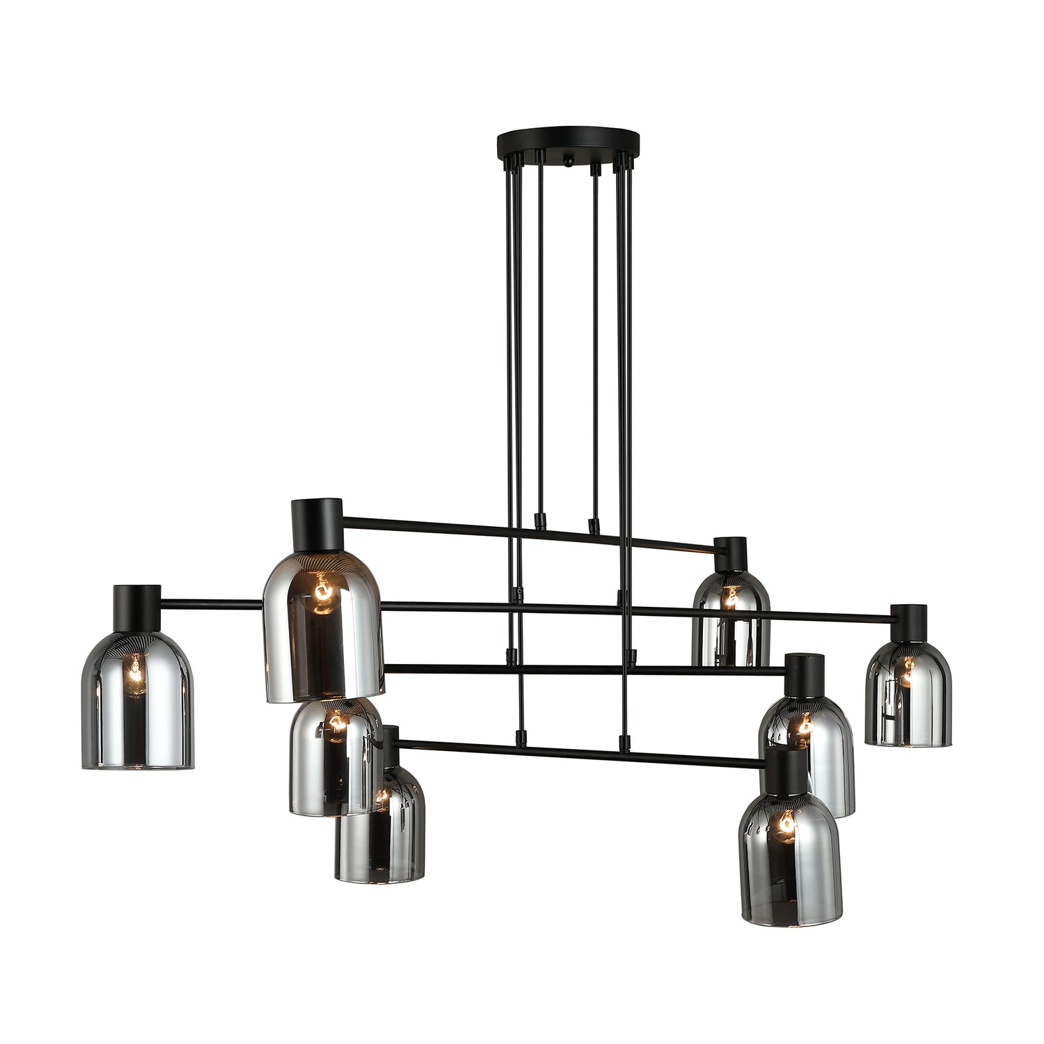 Lisbon 8 Light Black and Smoke Linear Modern Pendant