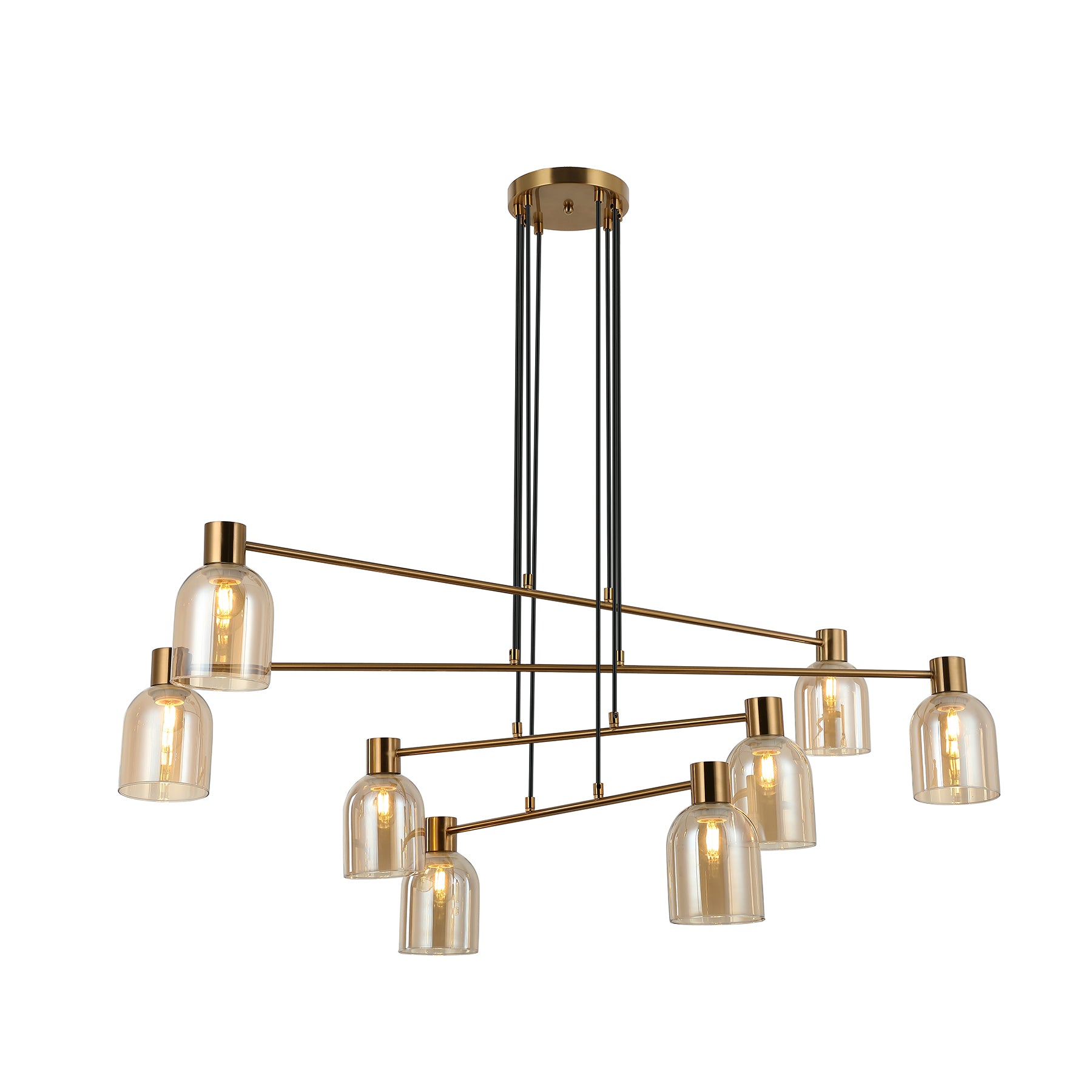 Lisbon 8 Light Bronze and Amber Linear Modern Pendant – Local Lighting