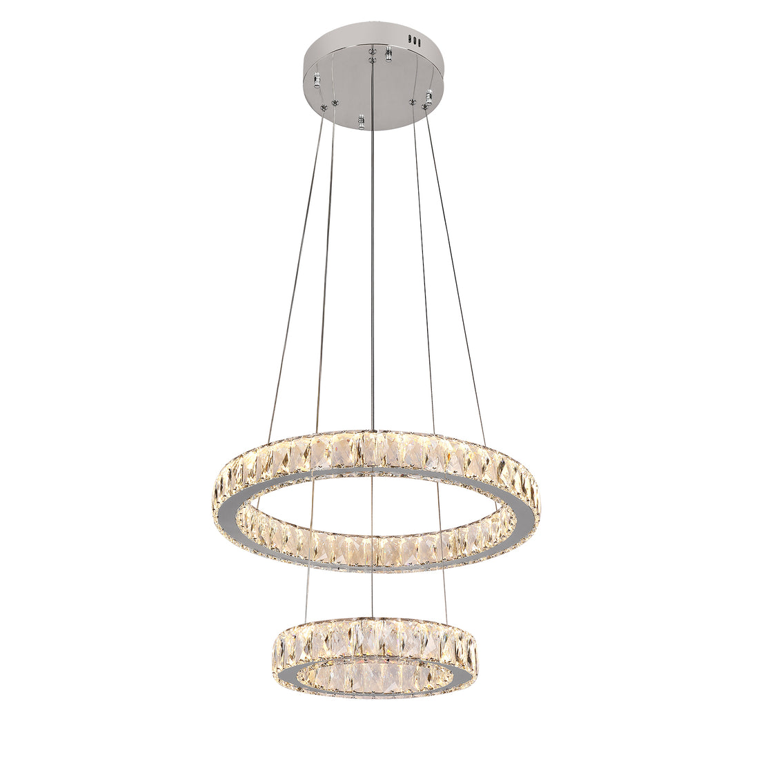 Lumia 2 Ring Chrome and Crystal Tri-Colour Remote Controlled Chandelier