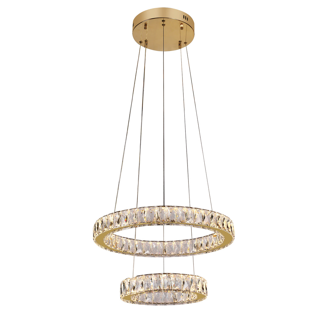 Lumia 2 Ring Gold and Crystal Tri-Colour Remote Controlled Chandelier