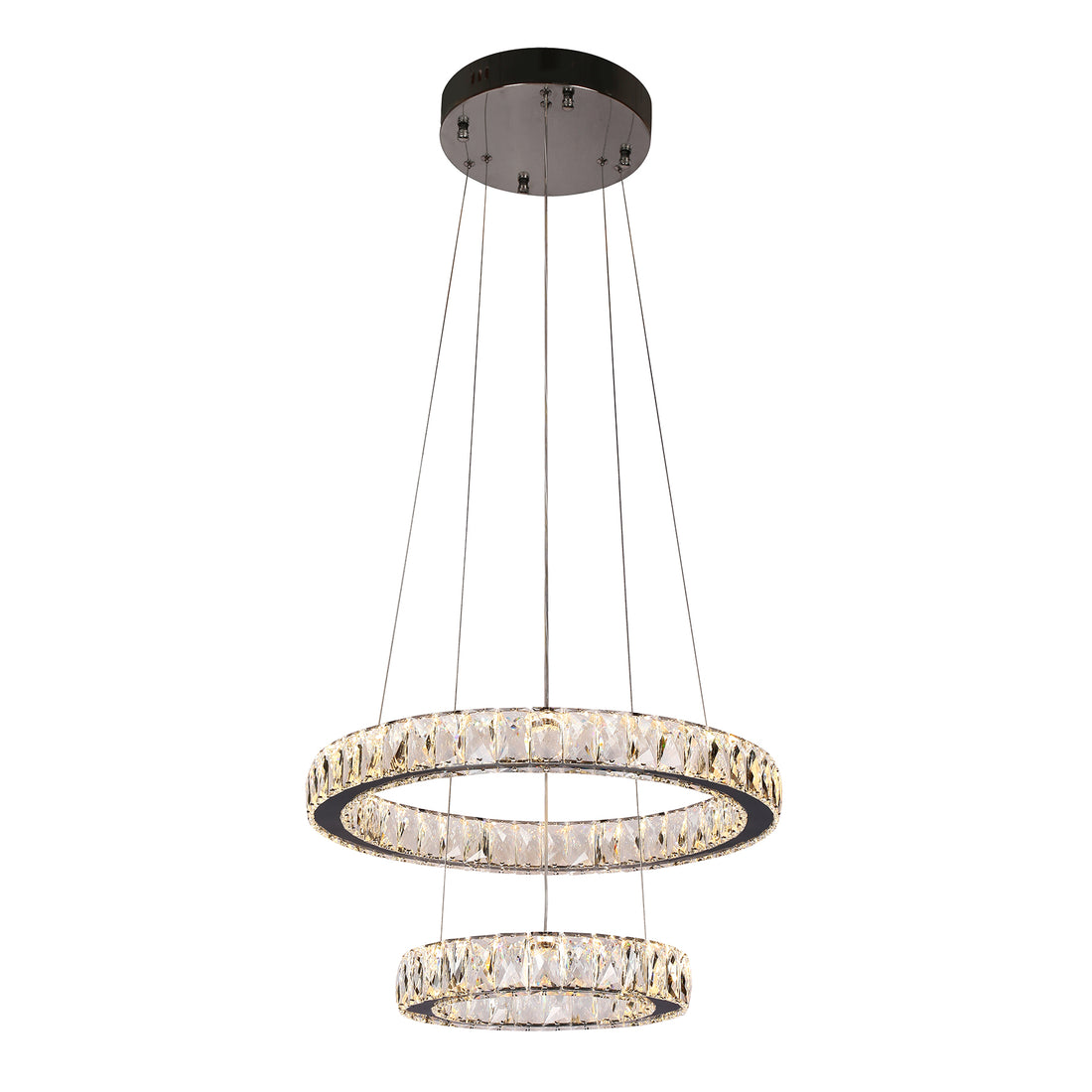 Lumia 2 Ring Gunmetal and Crystal Tri-Colour Remote Controlled Chandelier