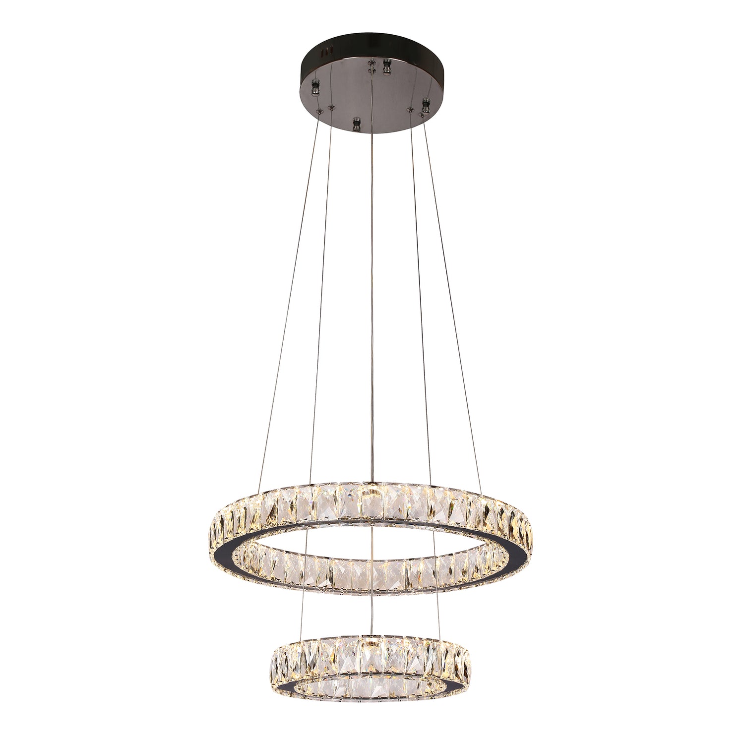 Lumia 2 Ring Gunmetal and Crystal Tri-Colour Remote Controlled Chandelier