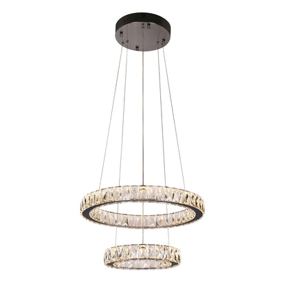 Lumia 2 Ring Gunmetal and Crystal Tri-Colour Remote Controlled Chandelier