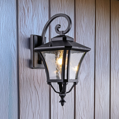 Macedon Down Black with Seeded Glass Traditional Outdoor Coach Light