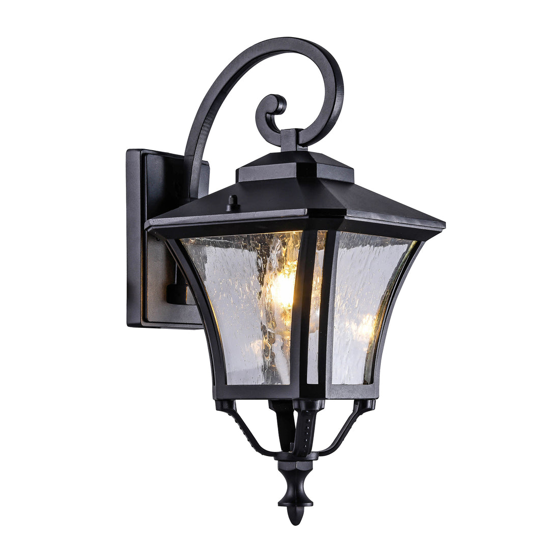 Macedon Down Black with Seeded Glass Traditional Outdoor Coach Light