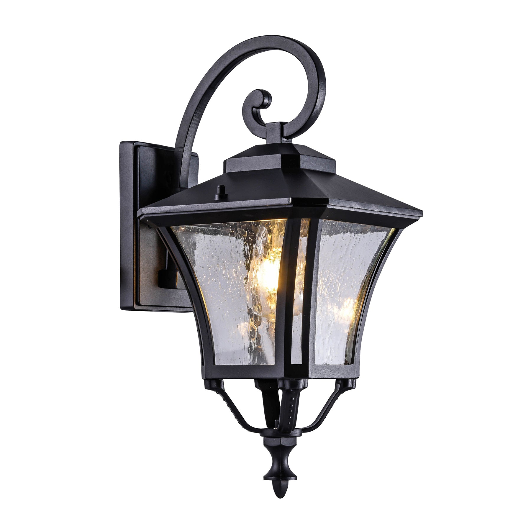 Macedon Down Black with Seeded Glass Traditional Outdoor Coach Light