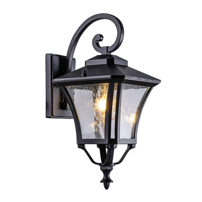 Macedon Down Black with Seeded Glass Traditional Outdoor Coach Light