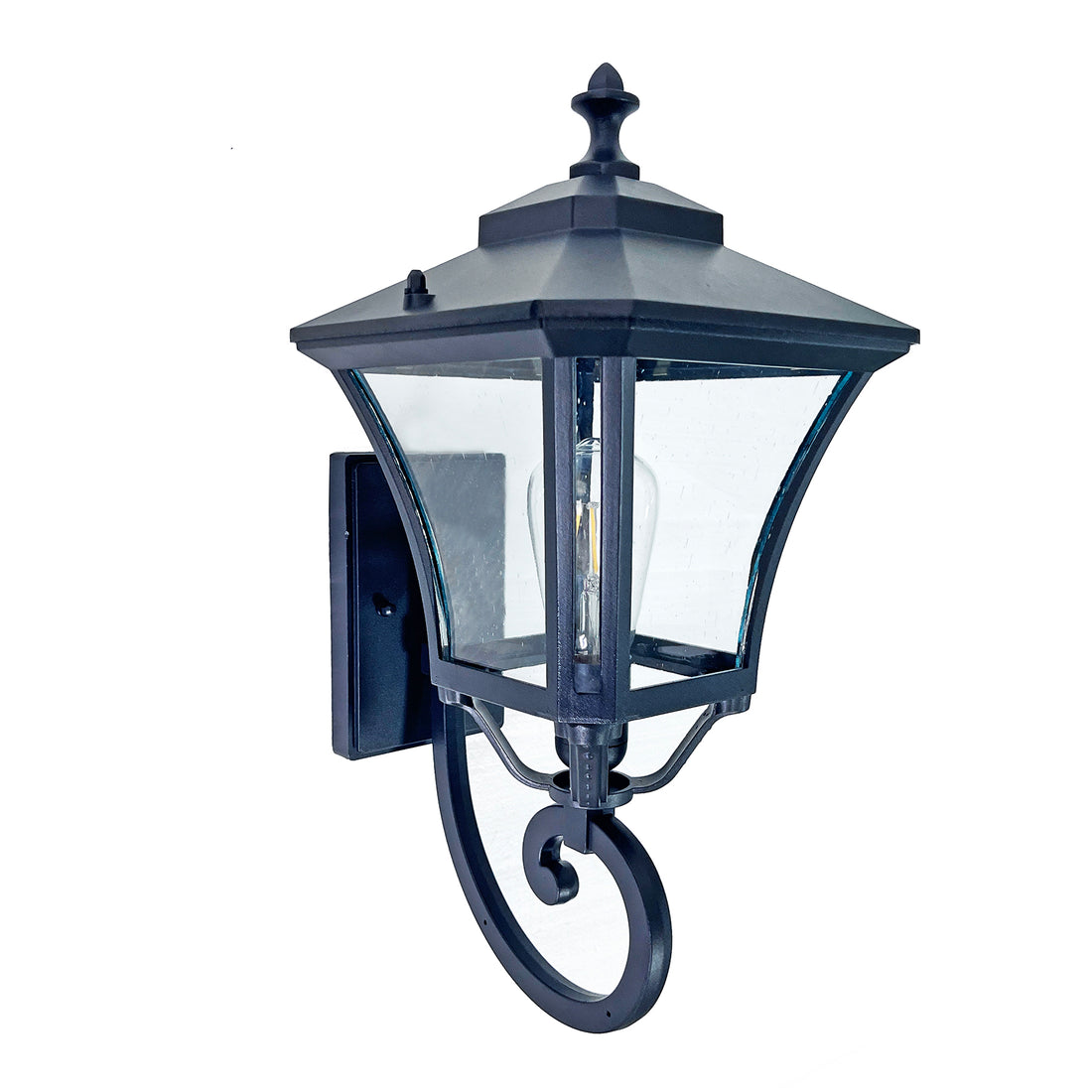 Macedon Up Black with Seeded Glass Traditional Outdoor Coach Light