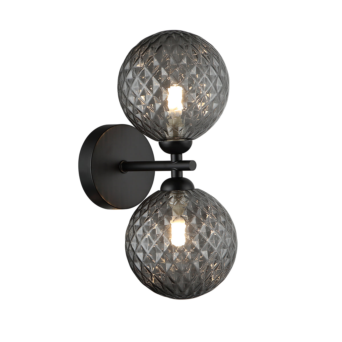 Marco Black and Smoke 2 Light Modern Wall Light