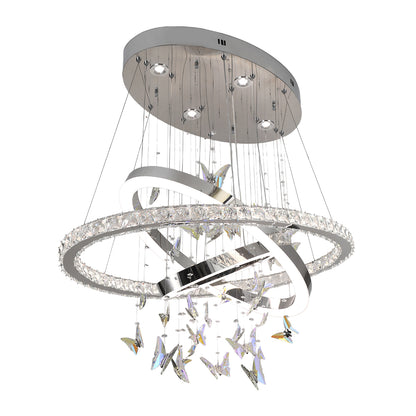Mariposa 3 Ring Tri-Colour Remote-Controlled LED Crystal Butterfly Chandelier