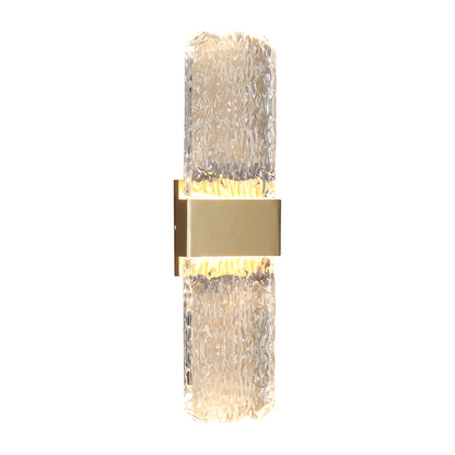 Marlow Large Gold with Textured Glass 2 Light Tri-Colour LED Contemporary Exterior