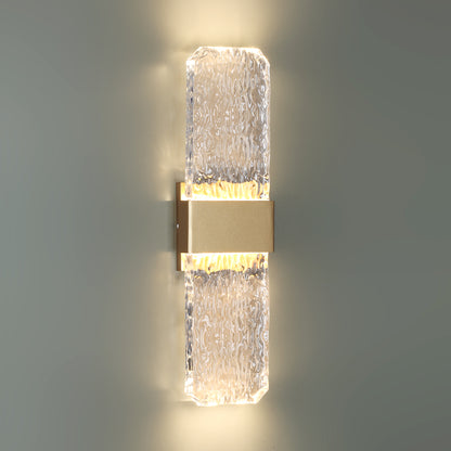 Marlow Large Gold with Textured Glass 2 Light Tri-Colour LED Contemporary Exterior