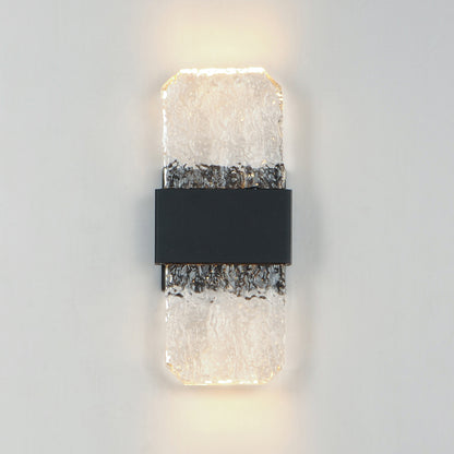 Marlow Small Black with Textured Glass 2 Light Tri-Colour LED Contemporary Exterior