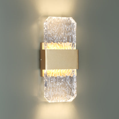 Marlow Small Gold with Textured Glass 2 Light Tri-Colour LED Contemporary Exterior