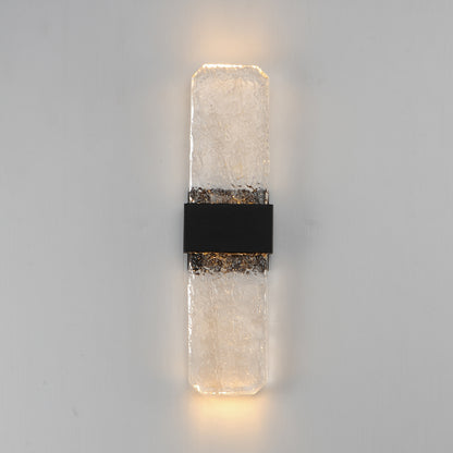 Marlow Large Black with Textured Glass 2 Light Tri-Colour LED Contemporary Exterior