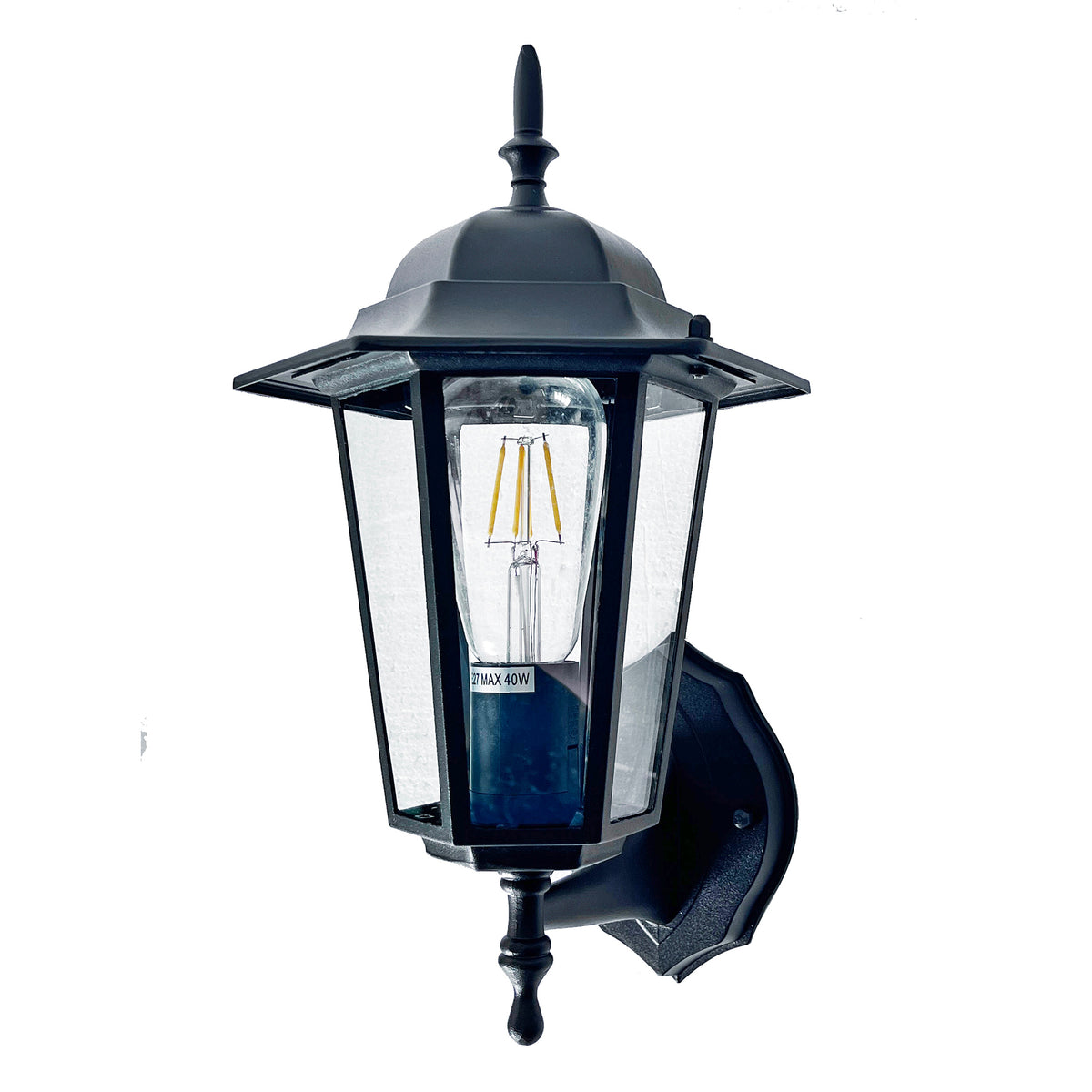 Melrose Black with Clear Glass Traditional Outdoor Coach Light