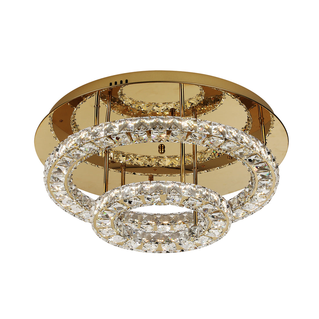 Milazzo 550 Gold with Crystal Remote Controlled Tri-Colour LED Close to Ceiling