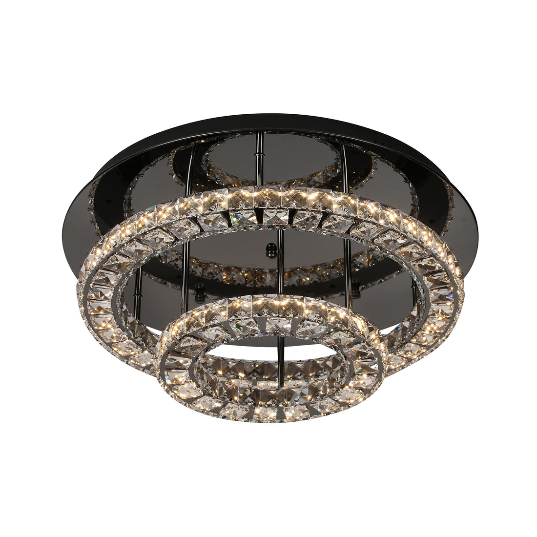 Milazzo 550 Gunmetal with Crystal Remote Controlled Tri-Colour LED Close to Ceiling
