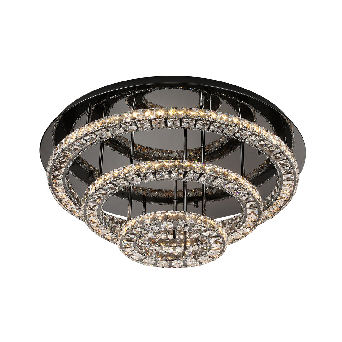 Milazzo 750 Gunmetal with Crystal Remote Controlled Tri-Colour LED Close to Ceiling