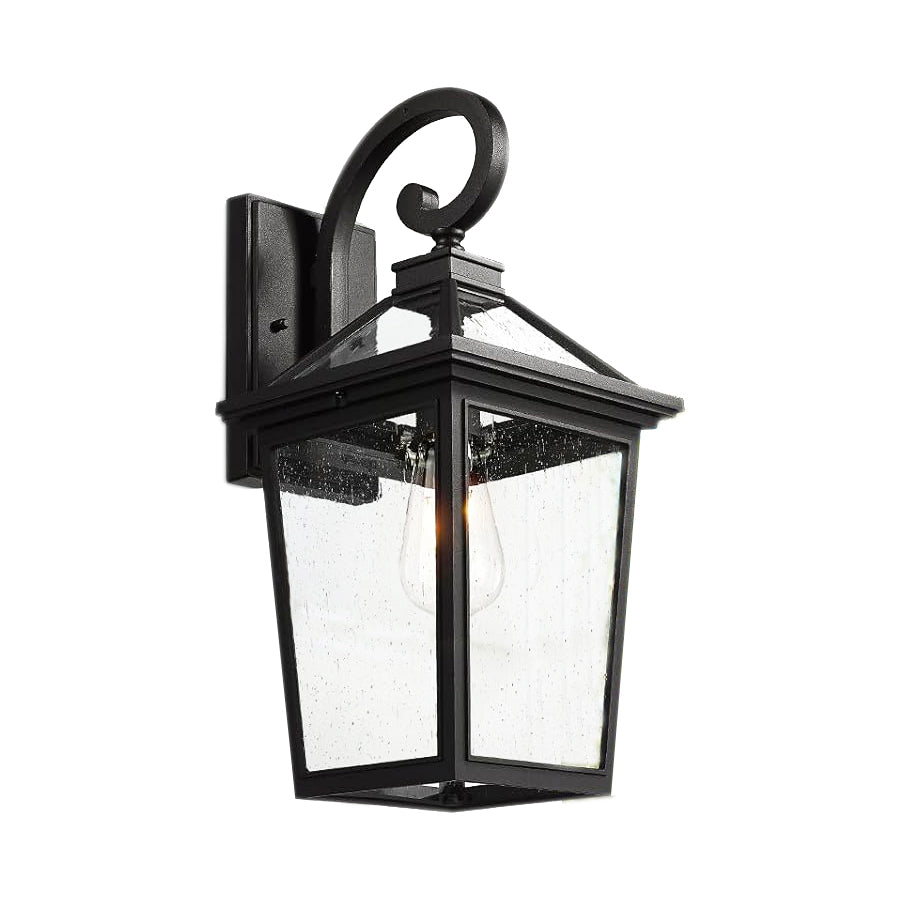 Milford Down Medium Black with Seeded Glass Traditional Outdoor Coach Light