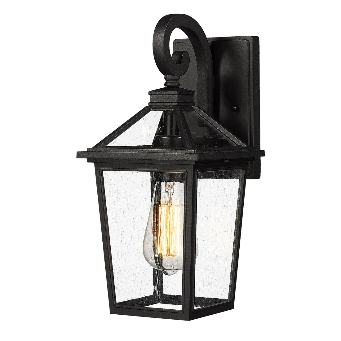 Milford Down Small Black with Seeded Glass Traditional Outdoor Coach Light