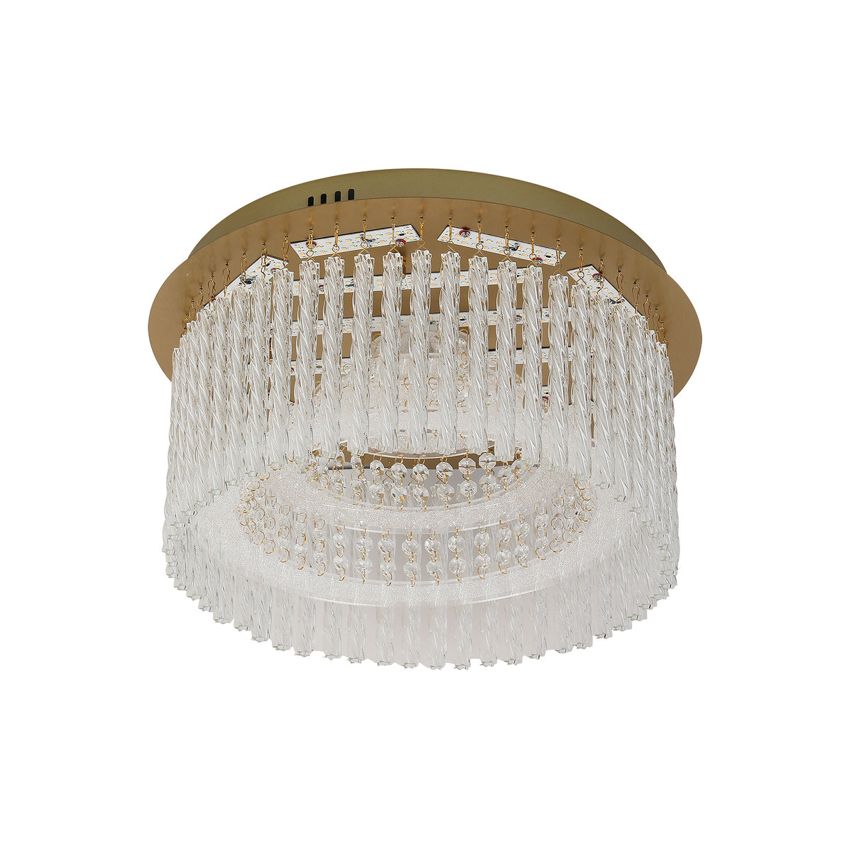 Naples Antique Brass Medium Round LED Modern Crystal Close to Ceiling