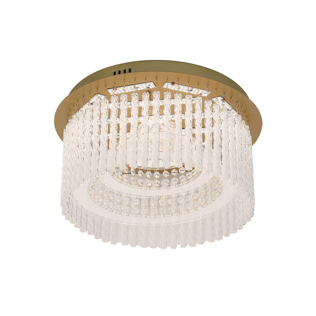 Naples Antique Brass Medium Round LED Modern Crystal Close to Ceiling