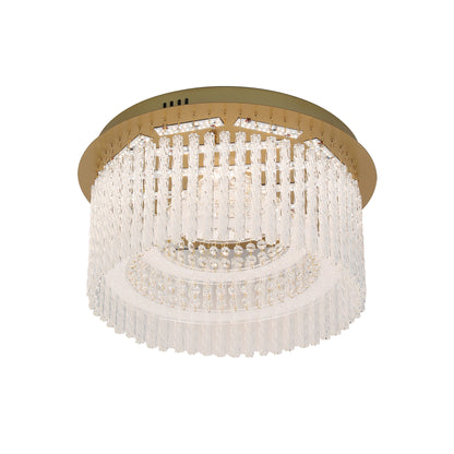 Naples Antique Brass Medium Round LED Modern Crystal Close to Ceiling