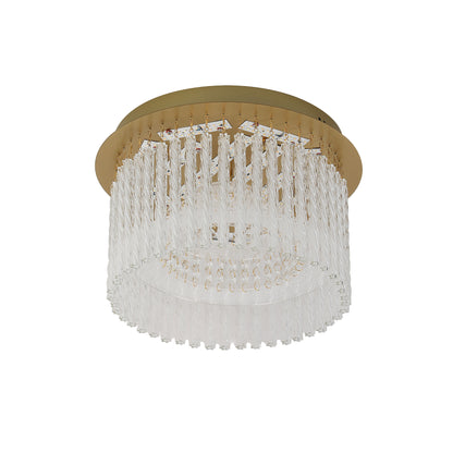 Naples Antique Brass Small Round LED Modern Crystal Close to Ceiling