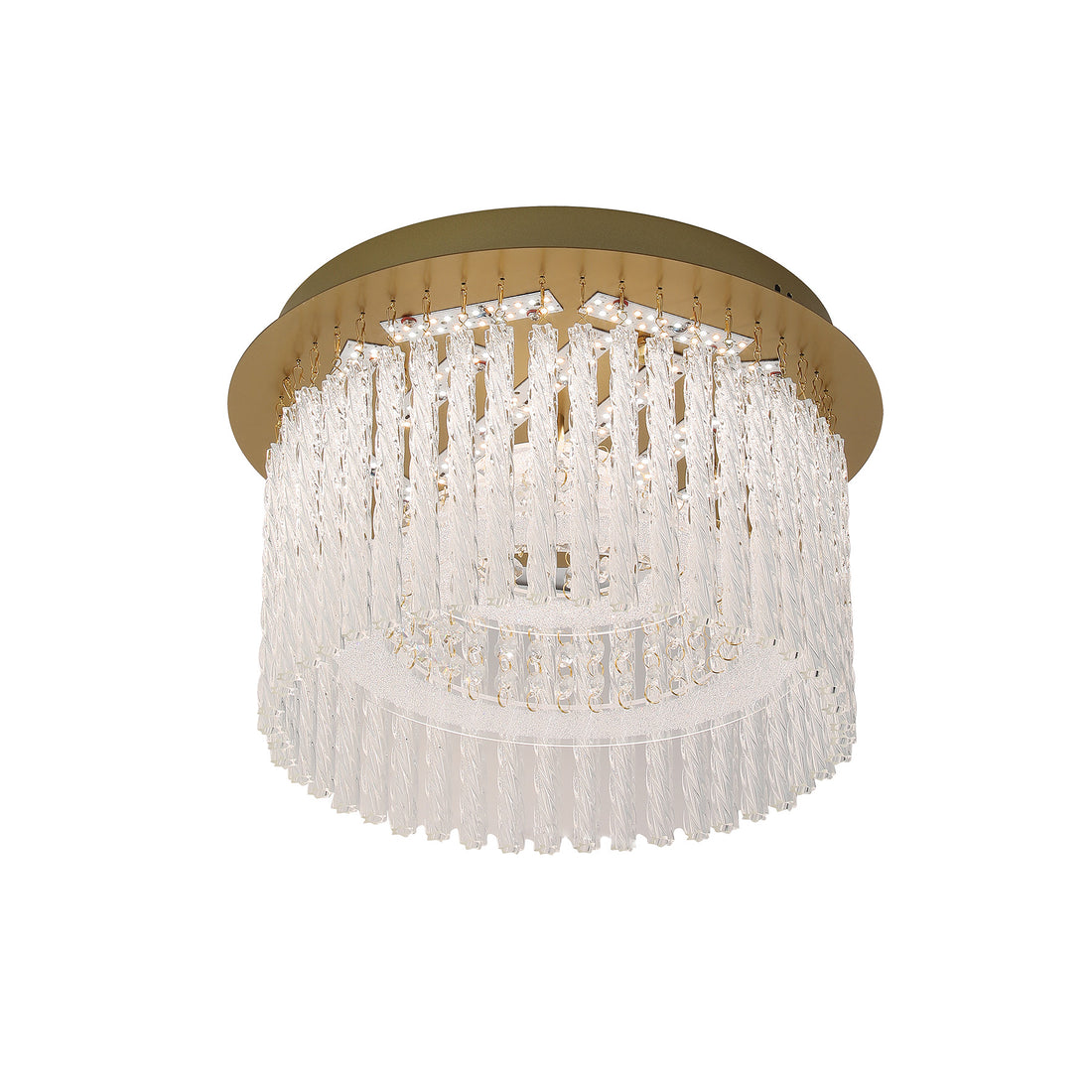 Naples Antique Brass Small Round LED Modern Crystal Close to Ceiling