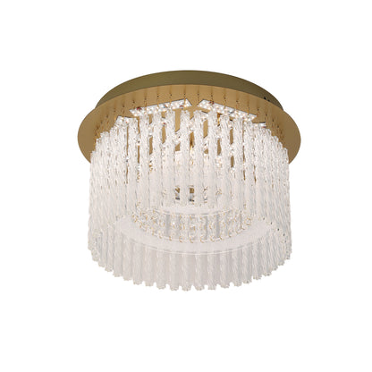 Naples Antique Brass Small Round LED Modern Crystal Close to Ceiling