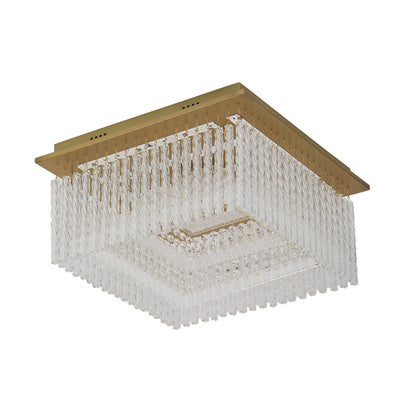 Naples Antique Brass Medium Square LED Modern Crystal Close to Ceiling